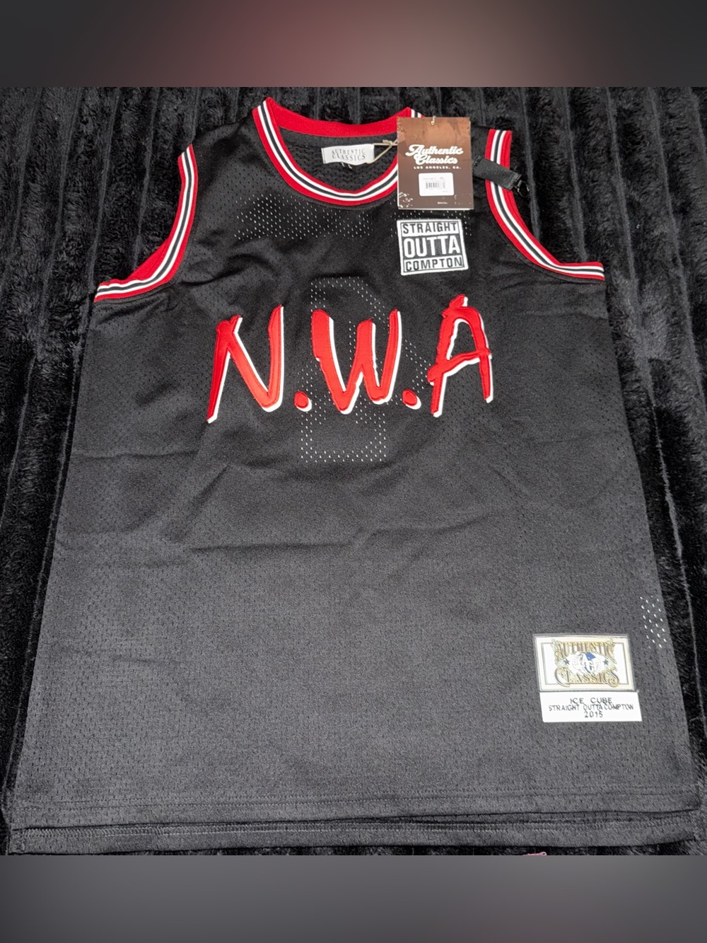 Classic Black Jersey with Red Lettering